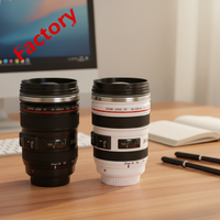 Mug à café en acier inoxydable en forme d'objectif d'appareil photo, tasse créative pour photographie, gobelet de voyage, cadeau pour les passionnés de photographie