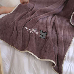 Couple Bath Towel Set Cartoon Coral Fleece Absorbent Rectangle Home Use 100g 16s Yarn - Product Image 2