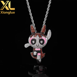 Hop Cartoon Flying Girls Pendant Brand Copper Inset Natural Zircon Unisex 18K Gold Plated 18inches Necklace Wholesale - Product Image 4