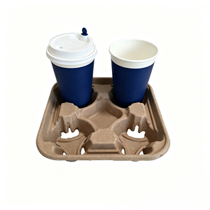 <span class=keywords><strong>Plateau</strong></span> porte-gobelets 4 emplacements en pâte recyclée, support à boissons en papier personnalisé, conception anti-déversement pour les commandes à emporter en drive-thru - Product Image 4