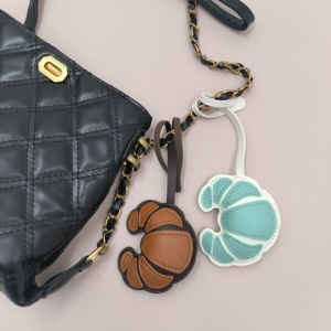 Pu Leather Shaped Pendant Handbag Decoration Croissant <b>Charm</b> Kawaii <b>Bag</b> Backpack <b>Charms</b> - Product Image 1