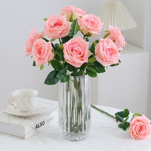 S1065 Ramo de Flores Artificiales Multicolores al por Mayor, <span class=keywords><strong>Rosas</strong></span> Rojas y <span class=keywords><strong>Amarillas</strong></span> para Decoración de Oficina, Hogar, Bodas, Fiestas, Día de la Madre - Product Image 2