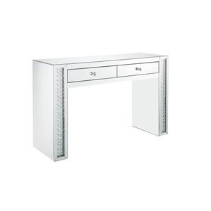 Modern Wood <b>Vanity</b> Desk with Lighted Mirror and Standing Feature for Apartment Use - Product Image 1