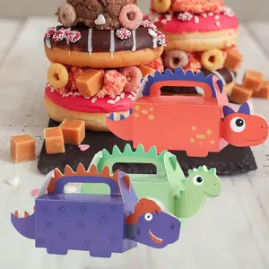 Huiran 6pcs 공룡 종이 사탕 상자 아이들이 호의 공룡 모양 사탕 상자 테마 파티 상자 아이의 생일 디노 파티 용품