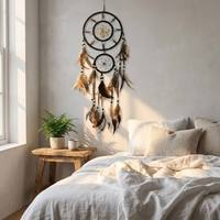 Attrape-rêves artisanal en coquillages naturels à double anneau, décoration murale bohème, carillon éolien pour la maison, la chambre et le jardin