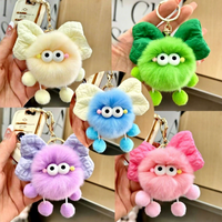 Porte-clés de voiture doux recouvert de peluche, nouveau pendentif de sac, accessoire mignon de style nœud de dessin animé tendance