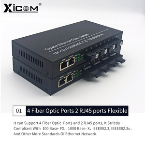 Convertidor de Medios de Fibra Gigabit XICOM, 4 Puertos de Fibra Óptica, 2 Puertos RJ45, 1000 Mbps, 20 km, Conector SC - Product Image 3