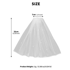 Elegante Velo da Sposa Semplice in Tulle <span class=keywords><strong>con</strong></span> Perle e Pettine, Accessorio <span class=keywords><strong>per</strong></span> <span class=keywords><strong>Capelli</strong></span> Fatto a Mano <span class=keywords><strong>per</strong></span> Matrimoni, Uso Quotidiano e Feste - Product Image 6