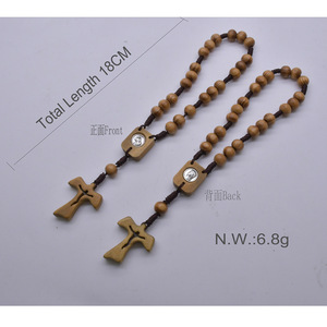 Bracelet en perles de bois de pin en forme de croix avec design de chapelet pour cadeau, bijoux unisexe, origine Yiwu RB 291 - Product Image 2