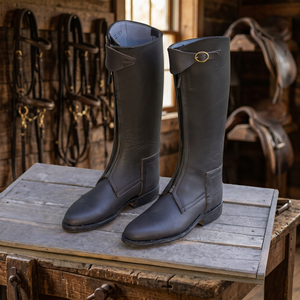 Bottes de polo en cuir de vachette 3 couches de haute qualité avec fermeture éclair et boucle frontale, ajustées pour l'équitation masculine, couleur et taille personnalisables - Product Image 3