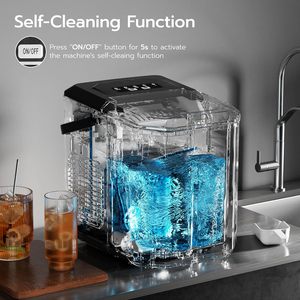 Máquina <span class=keywords><strong>de</strong></span> <span class=keywords><strong>hielo</strong></span> eléctrica <span class=keywords><strong>de</strong></span> sobremesa para el hogar, 26.5 libras/24H, 9 cubos <span class=keywords><strong>de</strong></span> <span class=keywords><strong>hielo</strong></span>, autolimpieza en 6 minutos, portátil, 100W, diseño silencioso, doble asa - Product Image 4