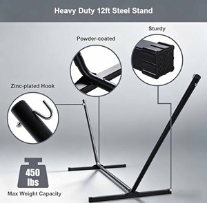 Hamaca Plegable Portátil con Soporte, Hamaca Resistente para Jardín, Camping, Playa, con Marco Desmontable, Silla de Relajación para Patio Trasero - Product Image 6