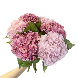 Hortensias artificiels en soie bordeaux, fleurs UV, pour décoration de mariage, <span class=keywords><strong>bouquet</strong></span> de fleurs, hortensias rouges, aspect réaliste, blanc - Product Image 5