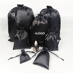 Sac d'emballage cosmétique de luxe personnalisé en satin avec cordon de serrage pour perruques, rangement anti-poussière, bijoux et sacs cadeaux en satin - Product Image 2