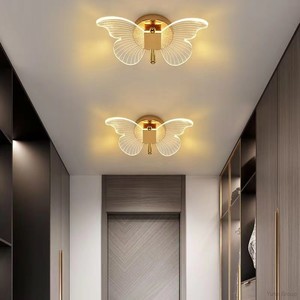 Lampe murale LED papillon moderne et créative avec abat-jour doré de luxe pour salon, éclairage nocturne dans le couloir familial - Product Image 5