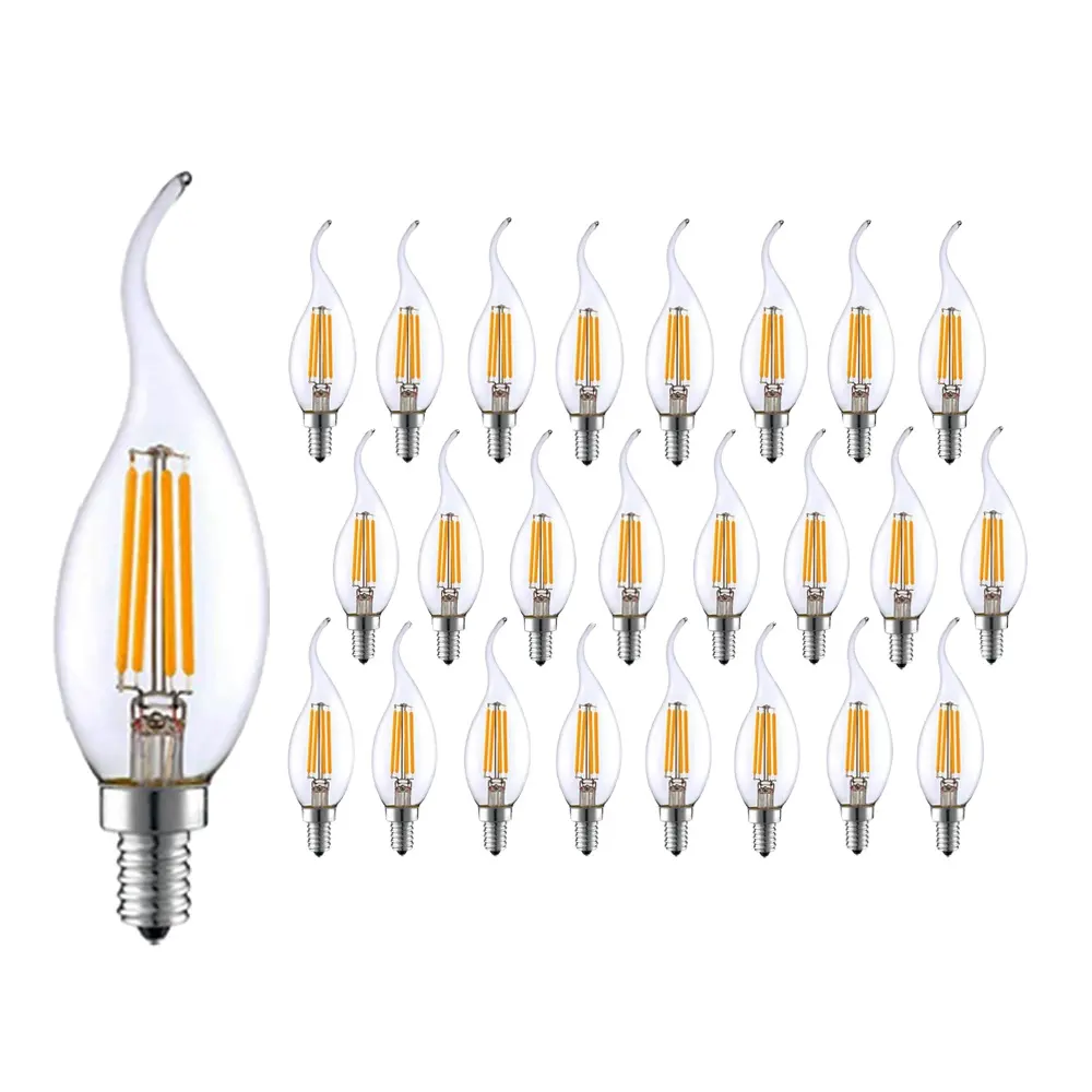 E14 220V LED Lamp 2w C35T LED Dimmable Filament Candle Bulbs Candelabra Flame Bent Tip 4w LED Lamp