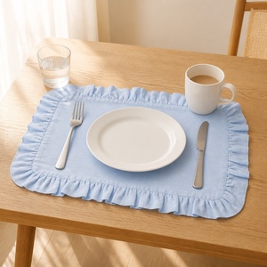 Napperons en coton et lin à volants, style français, personnalisables avec logo, pour avion, vente en gros - Product Image 4