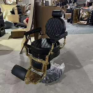 Mobilier moderne de <span class=keywords><strong>salon</strong></span> de coiffure Chaise de rasage en or noir Classiques de luxe Chaise de barbier de coiffure à rotation robuste - Product Image 5