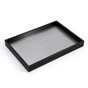 Plateaux de service acryliques en <span class=keywords><strong>aluminium</strong></span> argenté de grand rectangle de haute qualité pour des agréments de service de nourriture d'hôtel - Product Image 1