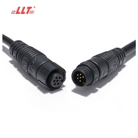 Konektor Tahan Air LLT IP65 IP67 OEM 2 3 4 5 6 Pin M12 Kabel Ekstensi Daya Lampu LED Tenaga Surya Elektrik Pria Wanita