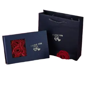 Caja de embalaje de regalo de flor rosa de gran calidad personalizada caja de regalo de rosa de lujo romántico Día de San Valentín