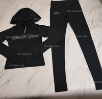 Ensemble 2 pièces Y2K pour femme avec logo personnalisé, veste courte à capuche avec passepoil contrastant et pantalon de jogging taille haute moulant, style streetwear décontracté