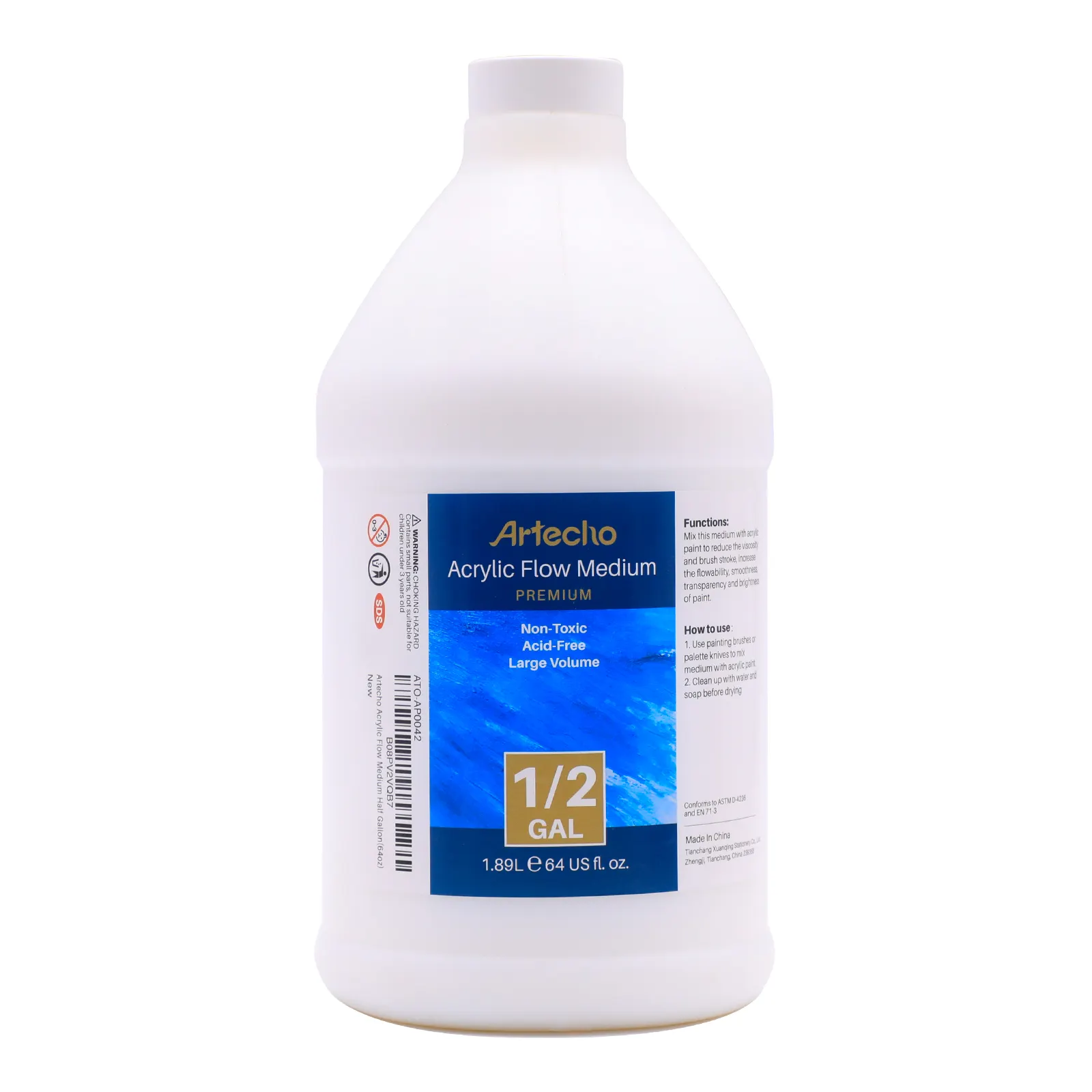 Artecho Pouring Effects Medium painting medium Acrylic Flow Medium Half Gallon/64oz for acrylic paint