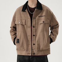 Veste en jean personnalisée OEM pour homme, denim gris délavé, col contrastant, coupe décontractée, boutonnée, vêtement de travail, vêtement d'extérieur