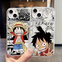 Coque de téléphone portable transparente en TPU souple avec impression claire de l'anime Monkey D. Luffy pour iPhone 11 12 13 15 16 17Air