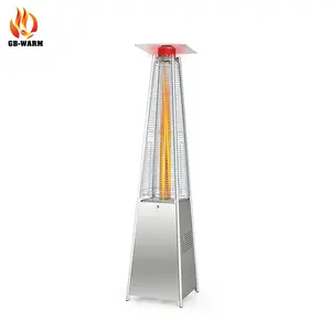 Modern Outdoor Pyramid Gas Heater Easy Moving Stainless Steel Patio Tower for Garden Camping Wedding-US Plug LP Gas (LPG)