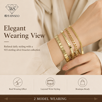Ensemble de bracelets chaîne cubaine en argent sterling 925 moderne, bijoux géométriques minimalistes unisexes pour accessoires de mode en gros