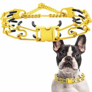 Collier de dressage pour chien en acier inoxydable or rose YIWU, avec boucle à dégagement rapide, taille réglable, chaîne de compression à pointes - Product Image 1