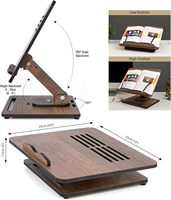 Support de lecture et de partition pliable classique en bois massif couleur noyer, réglable à 360°, pour bureau