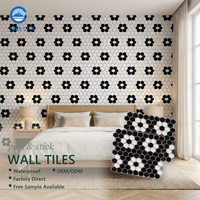 Autocollant mural moderne en mosaïque de cristal, motif floral, carrelage auto-adhésif en céramique, papier peint personnalisé pour chambre, cuisine, salon, décoration intérieure