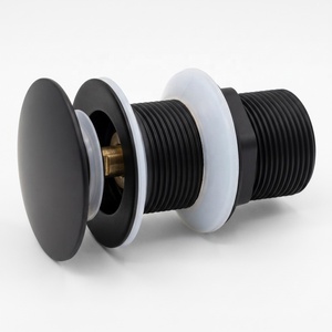 Bonde de lavabo moderne en laiton noir mat à ouverture par pression, avec système de vidange Click-Clack sans fente, pour salle de bain de luxe - Product Image 2