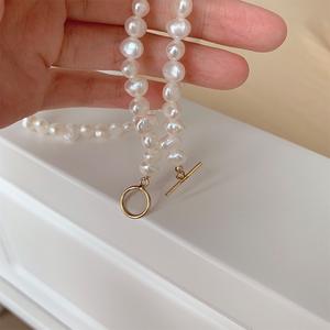 Collar de Oro de 14K Hecho a Mano, Estilo Retro, con Piedras Pequeñas de Agua Dulce Naturales en Forma de Barroco, Collar con Cadena de Oro - Product Image 3