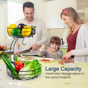 Maßgefertigter Umweltfreundlicher Doppelschichtiger Metall-Obstkorb Aufbewahrungsregal mit Abnehmbarem Tablett für Haushalt und Gastronomie - Product Image 5