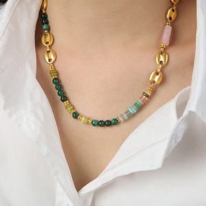 Nouveau style de <span class=keywords><strong>cour</strong></span> vintage européen Agate naturelle Abacus perle perlée à la main <span class=keywords><strong>cochon</strong></span> nez chaîne collier bijoux - Product Image 5