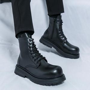 Botas Vaqueras Occidentales de Otoño-Invierno 2025 para Parejas, Botas de Trabajo Retro con Punta Gruesa de PU para Mujer y Hombre - Product Image 3