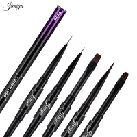 Lot de 5 pinceaux professionnels pour nail art à tête plate ovale avec manche métallique violet dégradé et stylo racloir ombré double tête