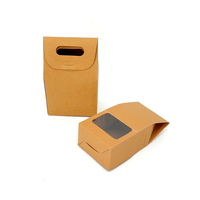 Bolsa de Papel Kraft Plegable con Cierre Automático y Ventana Transparente para Empacar Pastelería Casera para Llevar