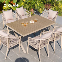 Table et chaises de restaurant de luxe pour patio d'hôtel, mobilier de jardin moderne en rotin, fauteuil nordique en aluminium imperméable pour piscine