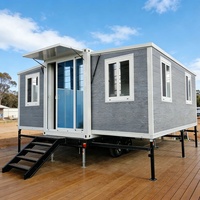 Maison conteneur préfabriquée mobile et extensible à double aile de 20, 30 et 40 pieds avec terrasse pour usage résidentiel, gîtes et hôtels