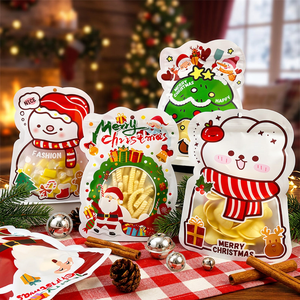 Sachets refermables personnalisés à fermeture éclair, série Noël, qualité alimentaire, pour bonbons et snacks, directement de l'usine, OEM ODM - Product Image 2