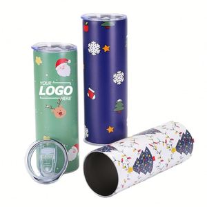 Gobelets isothermes blancs fins de 20 oz avec logo personnalisé - Tasses droites isolées avec boîte cadeau, fond en silicone pour impression UV - Product Image 1