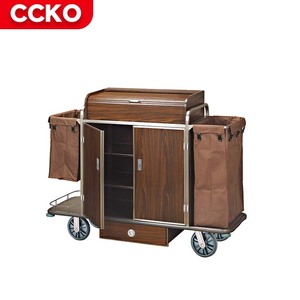 Chariot <span class=keywords><strong>de</strong></span> <span class=keywords><strong>ménage</strong></span> en bois en acier inoxydable Commercial, chariot <span class=keywords><strong>de</strong></span> Service <span class=keywords><strong>de</strong></span> chambre à coucher, chariot <span class=keywords><strong>de</strong></span> <span class=keywords><strong>ménage</strong></span> d'hôtel, vente en gros, Offre Spéciale - Product Image 5