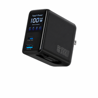 Chargeur USB rapide GaN 100W avec câble rétractable Type-C, 3 ports, charge intelligente IA, écran TFT, design pliable pour téléphones 17, 16, 15