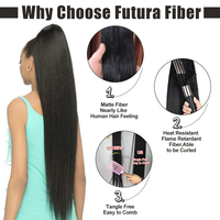 Queues de cheval en fibres Futura lisses et soyeuses en stock, sans nœuds ni perte de cheveux, faciles à démêler, couleur naturelle, résistantes à la chaleur
