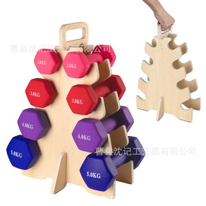 Wooden <b>Dumbbell</b> Storage Rack 3 Tier Portable Gym Equipment Organizer Indoor Use - Product Image 1