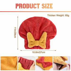 Bonnet de séchage bicolore en polaire corail épaisse avec nœud, style chapeau de princesse – Offre spéciale - Product Image 4